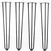 Set picioare metalice Hairpin 4 bucati, 72 cm, cu 3 brate, diametru 10 mm Negre