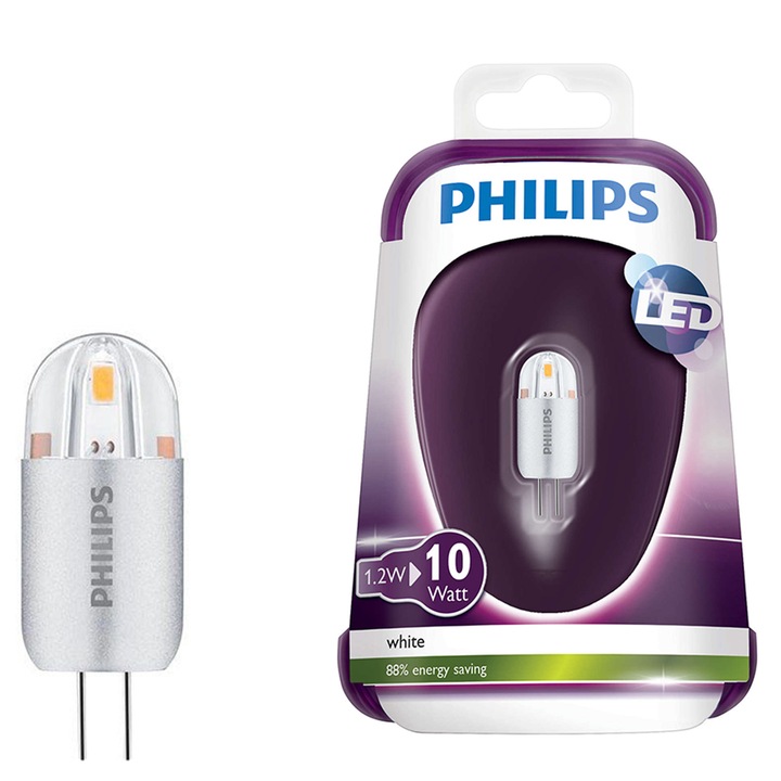 Kрушка LED Phiips G4, Еквивалент 10W, G4, Прозрачна