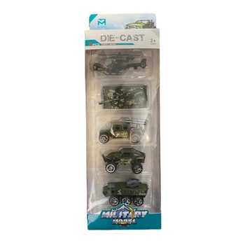 Set cu 5 vehicule militare din metal, 1:50, 7 cm Set cu 5 vehicule militare din metal, 1:50, 7 cm
