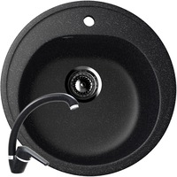 set chiuveta rotunda compozit bucatarie ulgran u-101-308 negru sifon complet inclus  baterie fleko fzuf-md275 negru imagen 9_0_
0