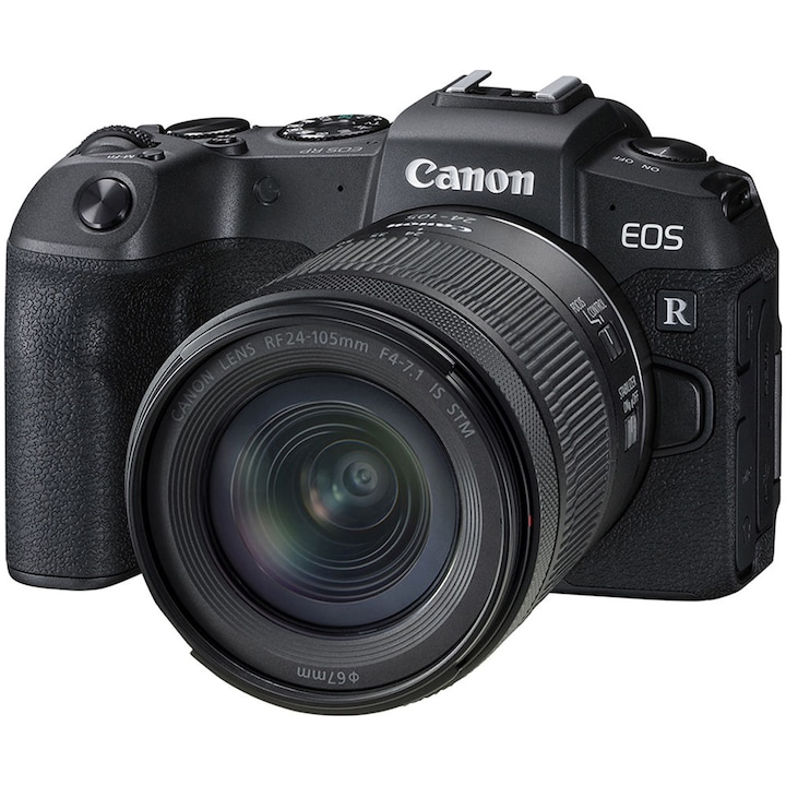 Canon EOS RP tükör nélküli fényképezőgép, teljes képkocka, 26,2 MP, fekete + RF objektív 24-105 mm IS STM