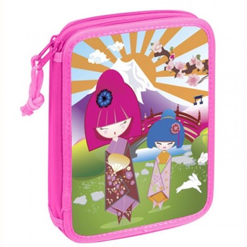 Penar dublu ALPINO cu 2 fermoare, echipat, Japanese Doll Penar dublu ALPINO cu 2 fermoare, echipat, Japanese Doll