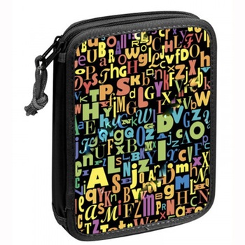 Penar dublu cu 2 fermoare Alpino Lettering Black echipat Penar dublu cu 2 fermoare Alpino Lettering Black echipat