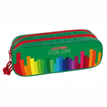 Penar rectangular dublu ALPINO cu 2 fermoare,Colors Penar rectangular dublu ALPINO cu 2 fermoare,Colors