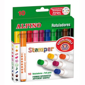 Set 10 stampile ALPINO diverse forme, cutie carton,Fantasy Set 10 stampile ALPINO diverse forme, cutie carton,Fantasy