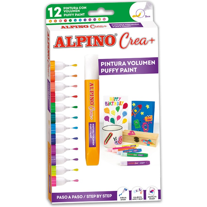 Set ALPINO Crea + Paint 3D, 12 culori/set