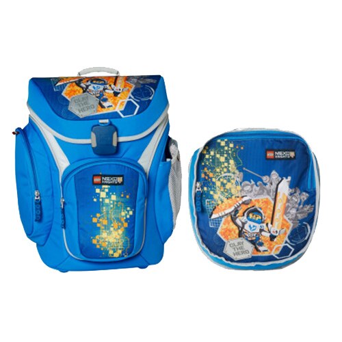 Ghiozdan scoala Explorer + sac sport LEGO Core Line - design bleu Nexo Knights, 28.5 x 19.5 x 43 cm