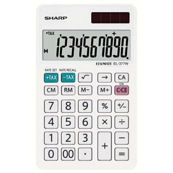 Calculator de birou SHARP 10 digits, dual power,EL-377W - alb Calculator de birou SHARP 10 digits, dual power,EL-377W - alb