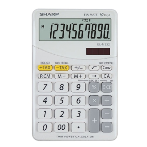 Calculator de birou SHARP 10 digits, dual power,EL-M332BBL - gri/alb