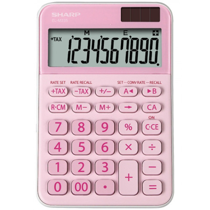 Настолен калкулатор SHARP 10 digits, Dual power,EL-M335BPK, Розов