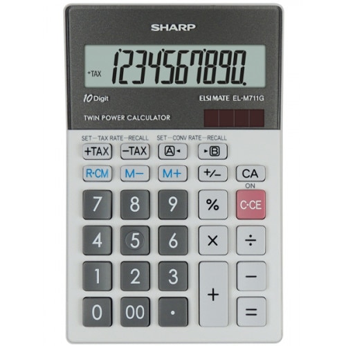 Calculator de birou SHARP 10 digits, dual power,EL-M711GGY - gri