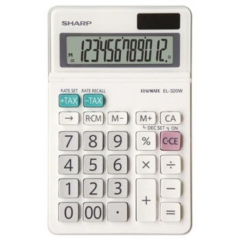 Calculator de birou SHARP 12 digits, dual power, ecran rabatabil,EL-320W - alb Calculator de birou SHARP 12 digits, dual power, ecran rabatabil,EL-320W - alb