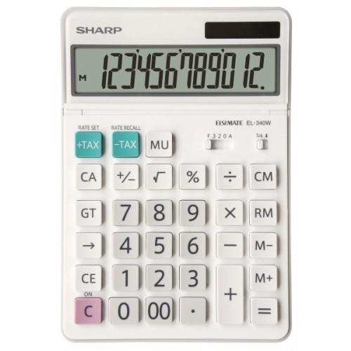 Calculator de birou SHARP 12 digits, dual power, ecran rabatabil,EL-340W - alb