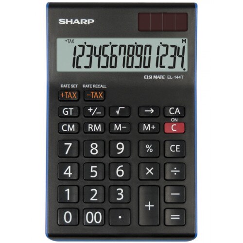 Calculator de birou SHARP 14 digits, dual power,EL-144TBL - negru