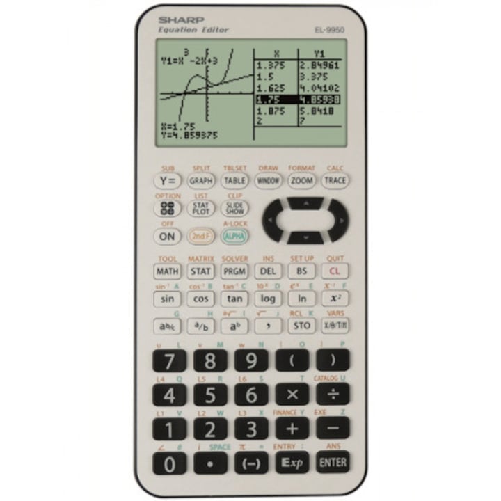Графичен калкулатор SHARP 827 функции, EL-9950L, Бял/Черен