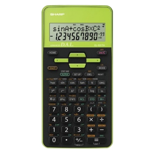 Calculator stiintific SHARP 10 digits, 273 functiuni, dual power,EL-531THBGR-negru/verde
