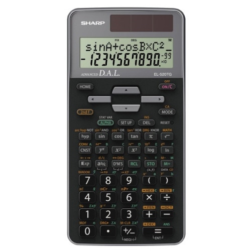 Calculator stiintific SHARP 10 digits, 400+ functiuni, dual power,EL-520TGGY - gri