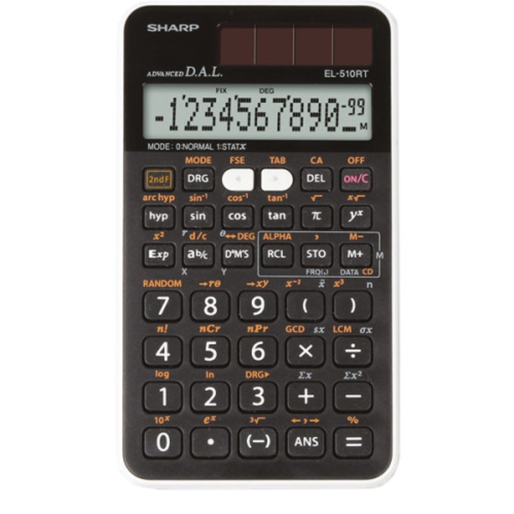 Калкулатор SHARP 12 digits, 273 функции, Dual power, EL-510RT, Черен