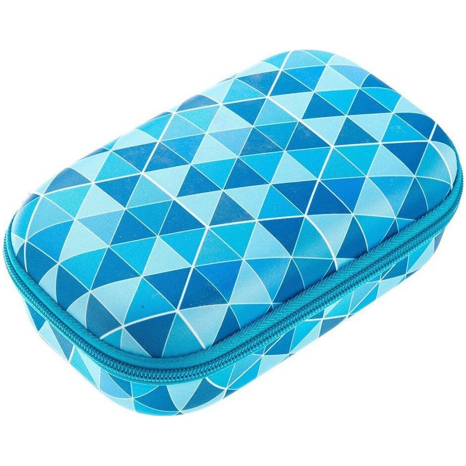 Penar cu fermoar, Zipit Colorz Storage box, triunghiuri albastre, 21 x 7.5 x 13.5 cm