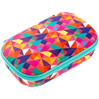 Penar cu fermoar, Zipit Colorz Storage box, triunghiuri color asortate, 21 x 7.5 x 13.5 cm