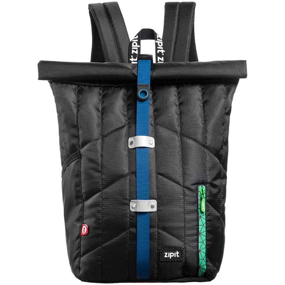 Ghiozdan ZIPIT Puffer Premium - negru cu banda albastra, 28 x 17 x 40 cm