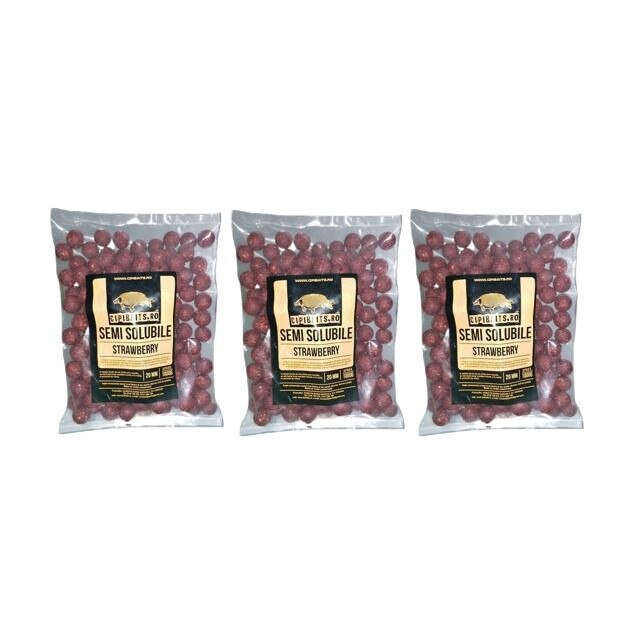 Pachet 3kg Boilies Nadire Semisolubil aroma Strawberry