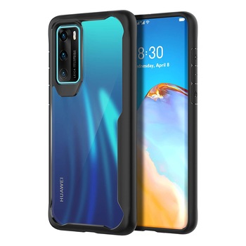 Husa Huawei P40, Hybrid Antisoc, carcasa spate PC cu cadru TPU dur, Negru Husa Huawei P40, Hybrid Antisoc, carcasa spate PC cu cadru TPU dur, Negru