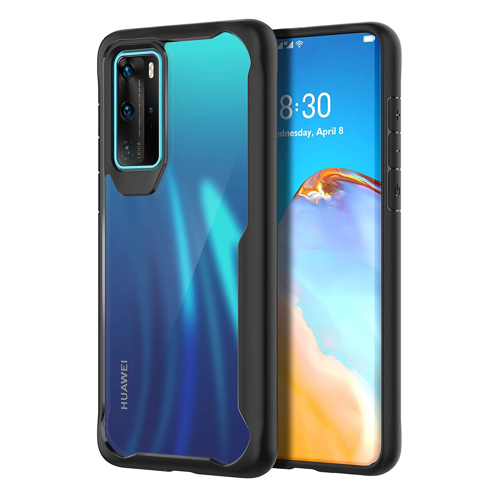 Husa Huawei P40 PRO, Hybrid Antisoc, carcasa spate PC cu cadru TPU dur, Negru