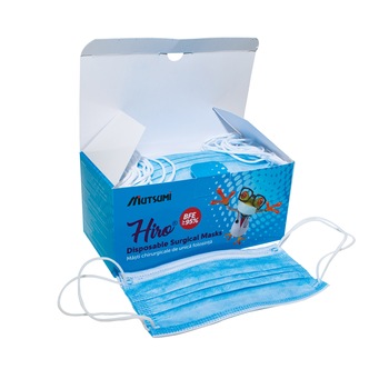 Cutie masti chirurgicale de unica folosinta,Hiro®,BFE ≥95%, cu tija metalica,Polipropilena, Albastru, 50 bucati Cutie masti chirurgicale de unica folosinta,Hiro®,BFE ≥95%, cu tija metalica,Polipropilena, Albastru, 50 bucati