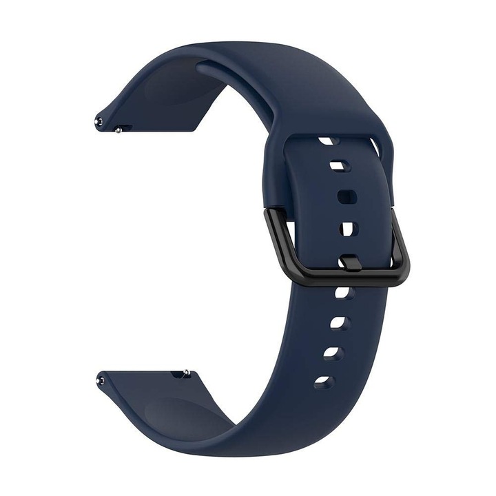 Curea Silicon 20mm, Sistem Telescoape Rapide, Smooth, Compatibila Samsung, Huawei, Xiaomi, Vector, Albastru inchis
