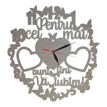 Ceas personalizat pentru fini, Lemn, 40 cm, CF003 Ceas personalizat pentru fini, Lemn, 40 cm, CF003