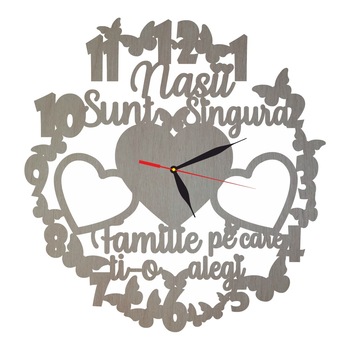 Ceas personalizat cu mesaj pentru nasi, Lemn, 40 cm, CN008 Ceas personalizat cu mesaj pentru nasi, Lemn, 40 cm, CN008