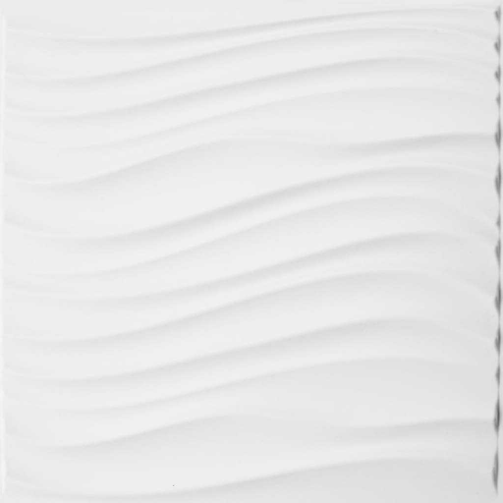 Set 24 placi decorative de perete WallArt, model 3D Maxwell, 50 x 50 x 1,75 cm, 6mp, Fibra naturala din plante presate in mulaj, Alb