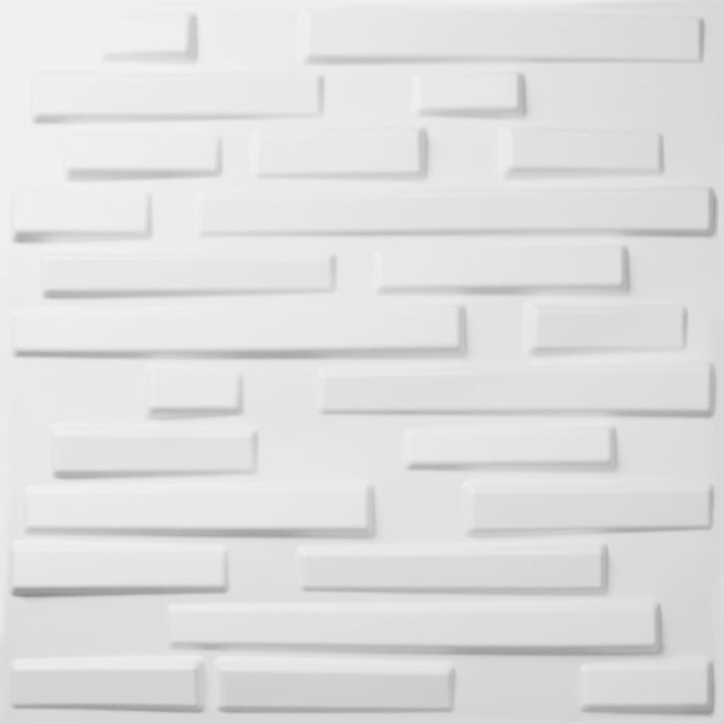 Set 24 placi decorative de perete WallArt, model 3D GA-WA13, 50 x 50 x 1,75 cm, 6mp, Fibra naturala din plante presate in mulaj, Alb