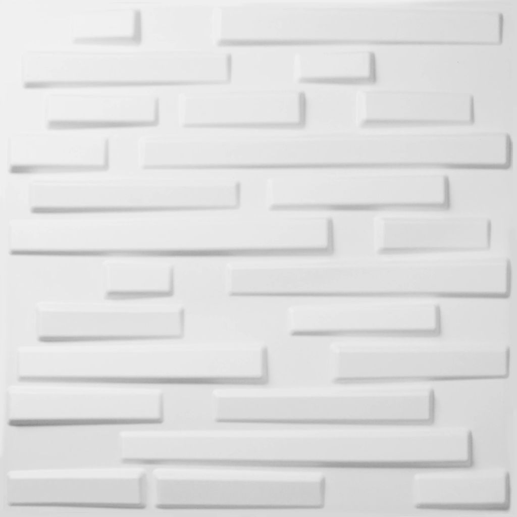 Set 12 placi decorative de perete WallArt, model 3D Ventura, 50 x 50 x 1,75 cm, 3mp, Fibra naturala din plante presate in mulaj, Alb