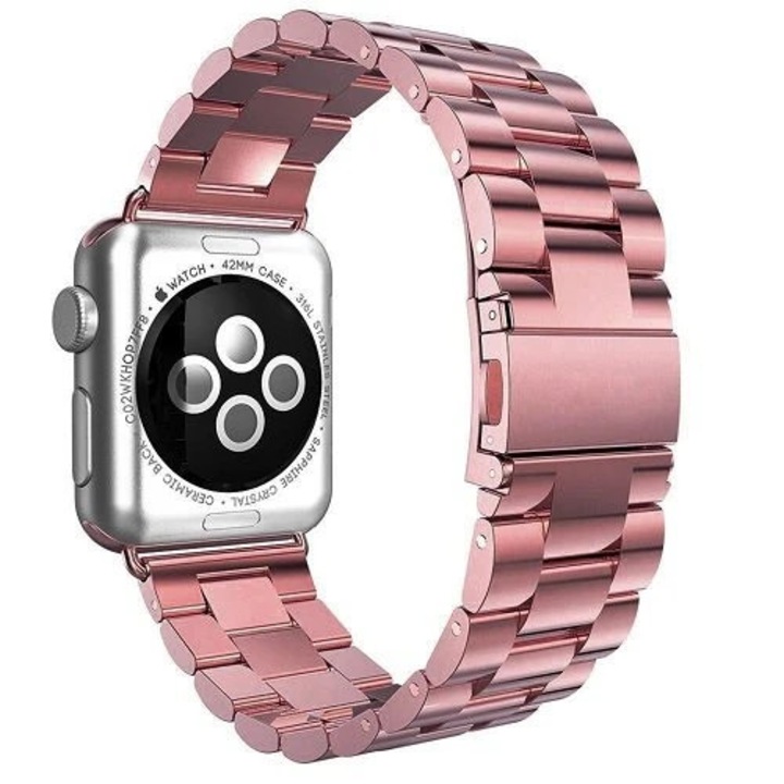 Метална каишка за Apple Watch, съвместима с Apple Watch 1/2/3/4/5/6, розова, 38 mm