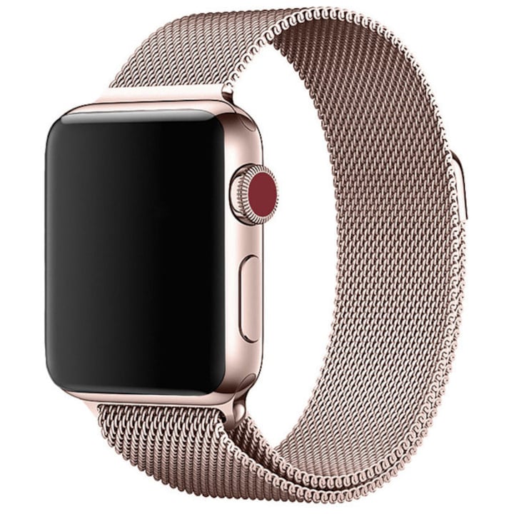 Каишка за Apple Watch, Metallic Milanese Loop, Съвместима с Apple Watch 1/2/3/4/5/6, Retro Gold, 44 mm