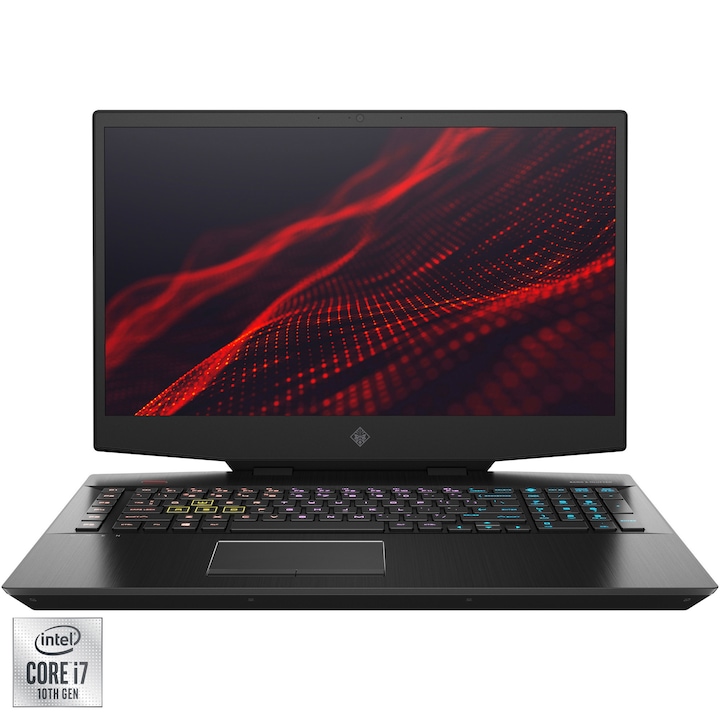 Laptop Gaming OMEN 17-cb1010nq cu procesor Intel® Core™ i7-10750H pana la 5.00 GHz, 17.3", Full HD, 144Hz, 32GB, 1TB HDD + 512GB SSD, NVIDIA® GeForce RTX™ 2070 8GB, Free DOS, Black