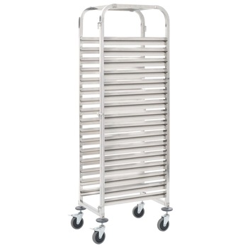 Carucior pentru tavi bucatarie, vidaXL, Otel inoxidabil, 66.5 x 48.5 x 165 cm, Argintiu Carucior pentru tavi bucatarie, vidaXL, Otel inoxidabil, 66.5 x 48.5 x 165 cm, Argintiu