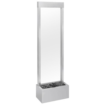 Fantana de gradina vidaXL, Otel inoxidabil, 46 x 24 x 150 cm, Argintiu Fantana de gradina vidaXL, Otel inoxidabil, 46 x 24 x 150 cm, Argintiu