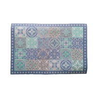 Covoras de bucatarie, 75x50 cm, material plastic anti-alunecare, albastru/multicolor