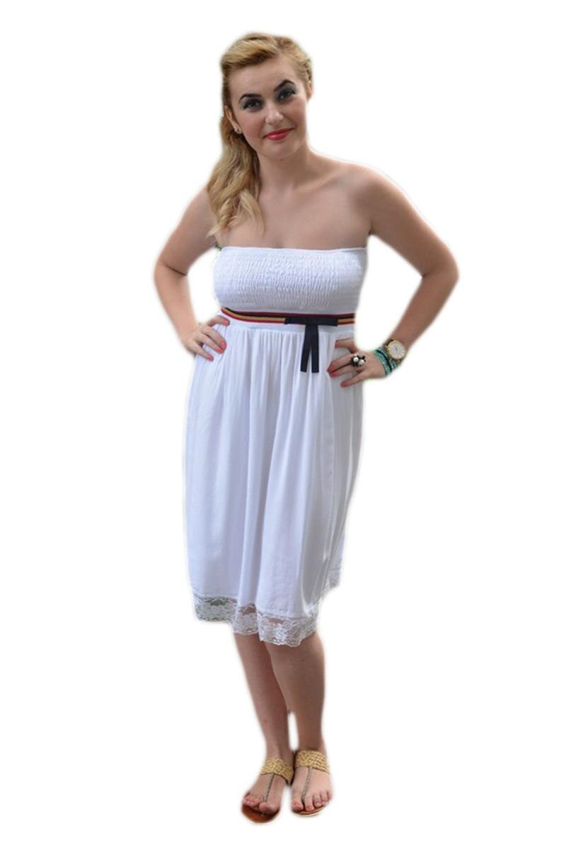 Rochie rafinata , insertie de elastic,D&J Exclusive, Alb