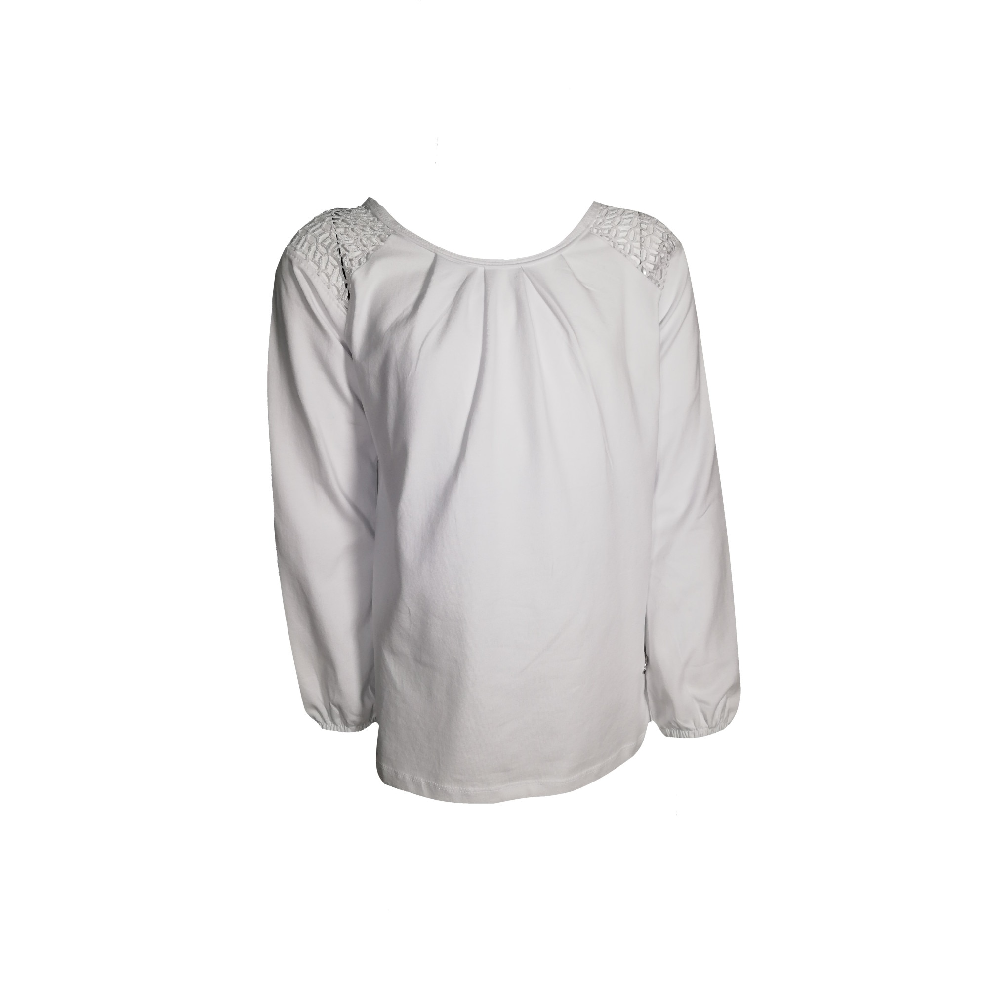 Bluza fete, alba , din bumbac, cu broderie pe umerI