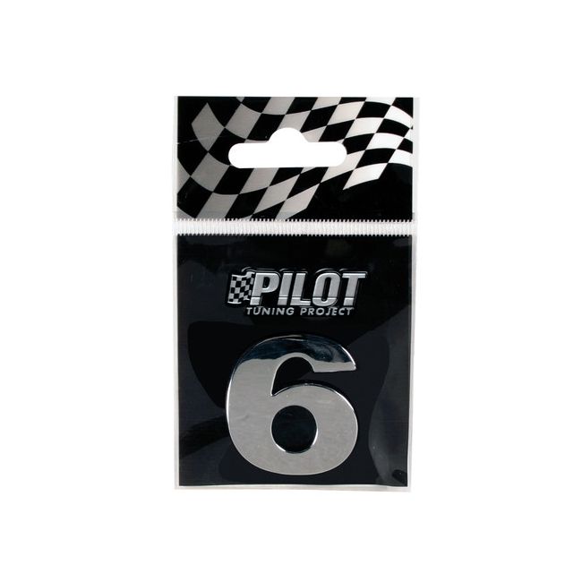 Ornament auto numarul 6, cromat, 28 mm