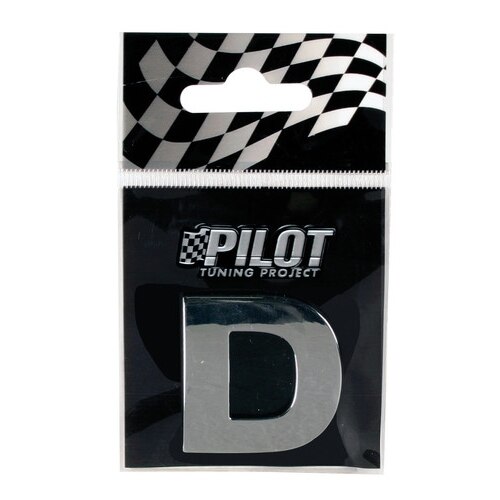 Ornament auto 3D, litera D, 28 mm, cromat