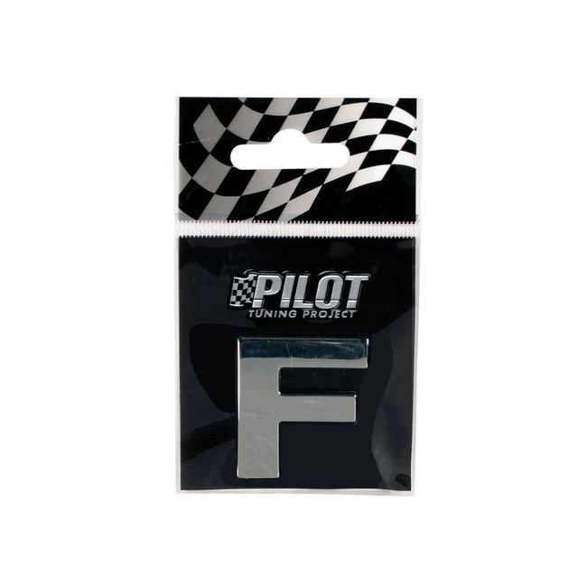 Ornament auto 3D, litera F , 28 mm, cromat