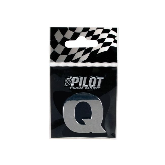 Ornament auto 3D, litera Q, 28 mm, cromat