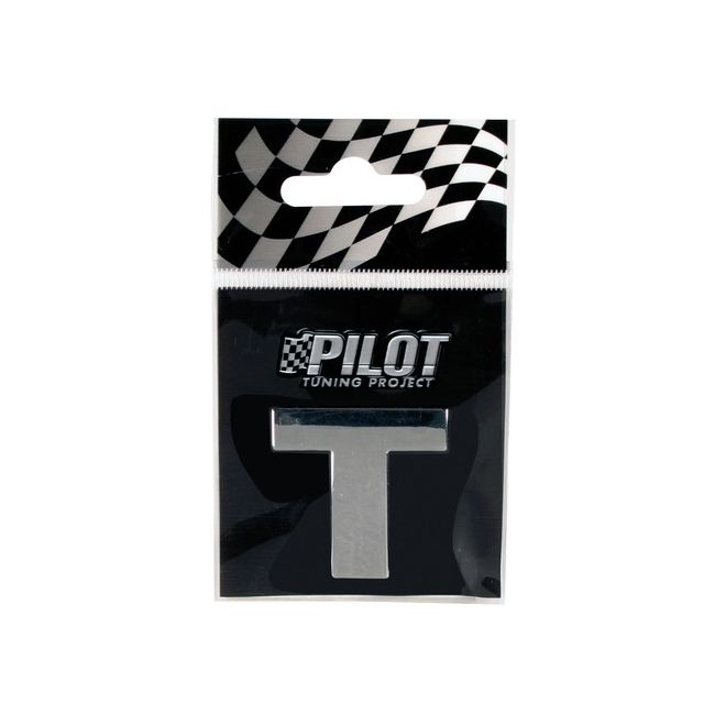 Ornament auto 3D, litera T, 28 mm, cromat