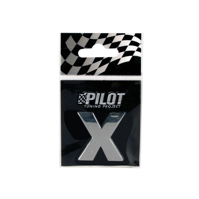 Ornament auto 3D, litera X, 28 mm, cromat