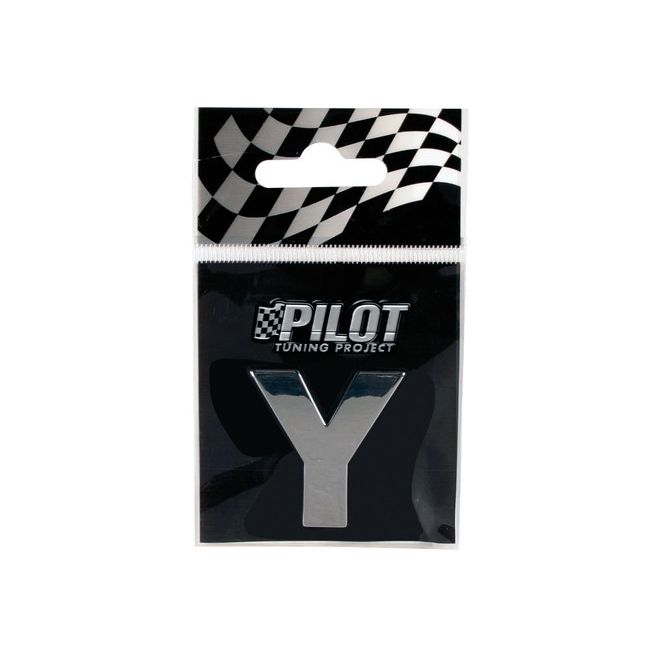 Ornament auto 3D, litera Y, 28 mm, cromat